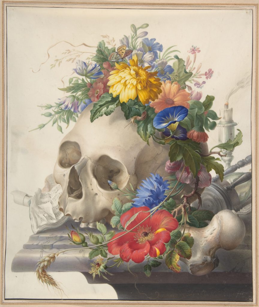 Skull with flowers